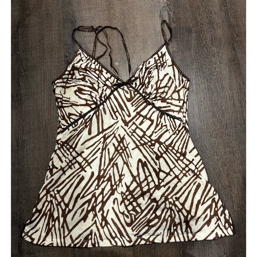 The Limited Brown and White Printed Tank Top